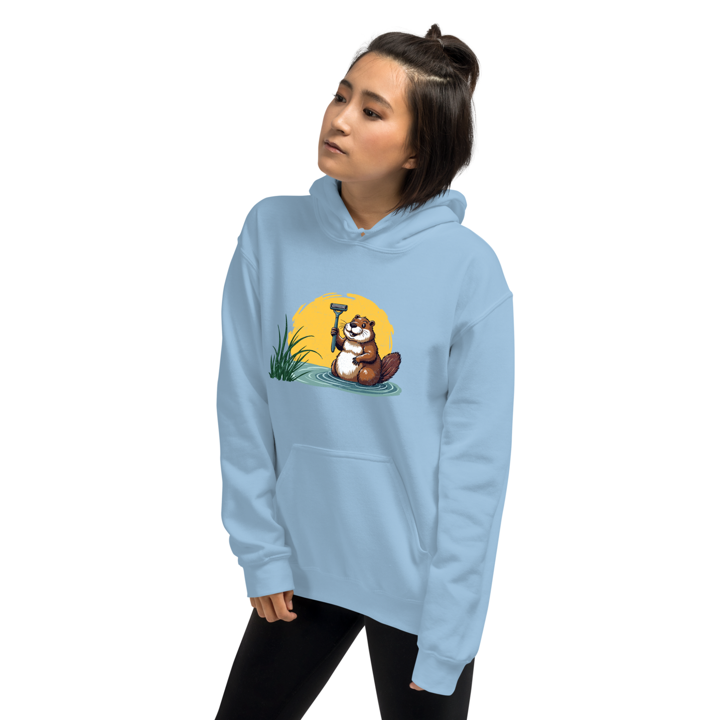 Funny Beaver Women’s Hoodie – Quirky Animal Graphic Pullover, Novelty Humor Gift