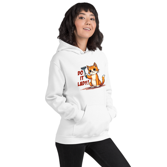 “Do It lady!” Funny Cat Women’s Hoodie – Bold Graphic Humor Pullover, Novelty Gift