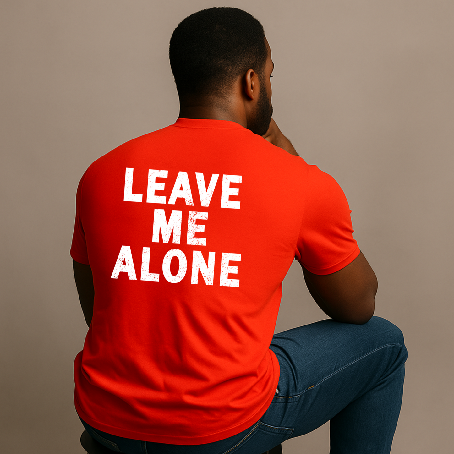 "LEAVE ME ALONE" Back Print Sarcastic Humor Tee - Funny Men's Graphic T-Shirt, Novelty Gag Gift