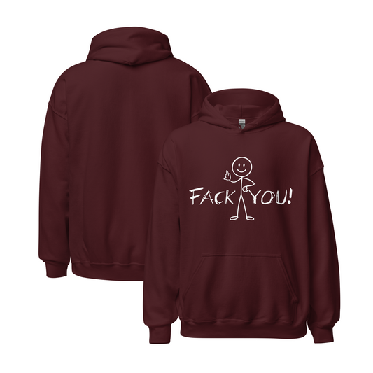 "FACK YOU!" - Funny Women's Graphic Hoodie, Stick Figure Humor Hoodie, Sarcastic Novelty Gift