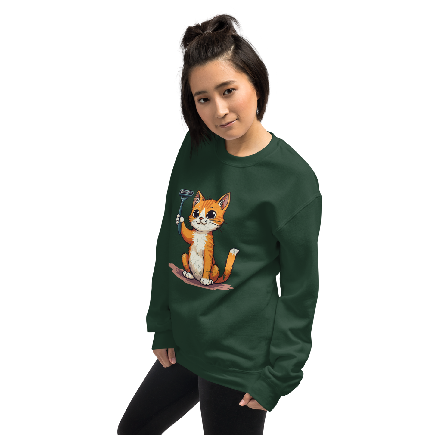 Cute Cat Funny Women’s Sweatshirt – Sarcastic Animal Graphic Pullover, Novelty Gift