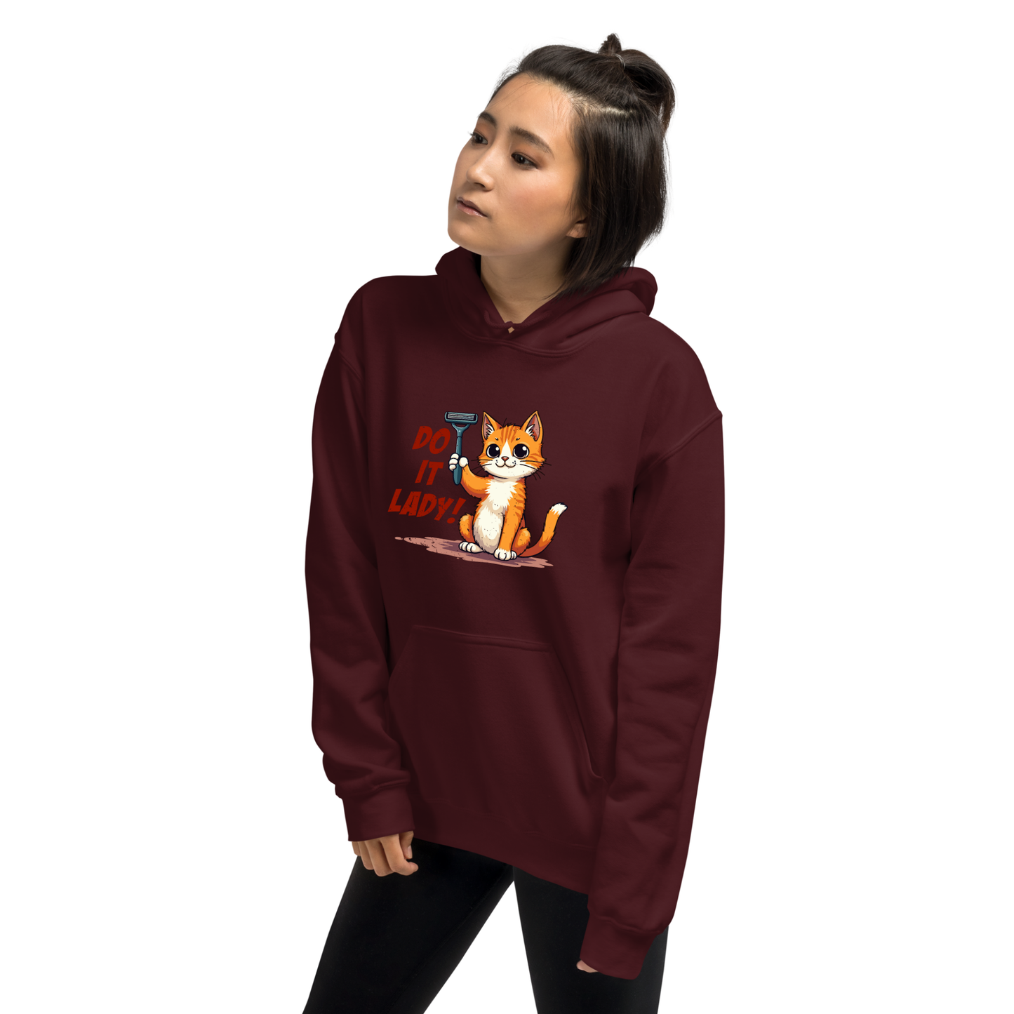 “Do It lady!” Funny Cat Women’s Hoodie – Bold Graphic Humor Pullover, Novelty Gift