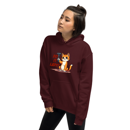 “Do It lady!” Funny Cat Women’s Hoodie – Bold Graphic Humor Pullover, Novelty Gift