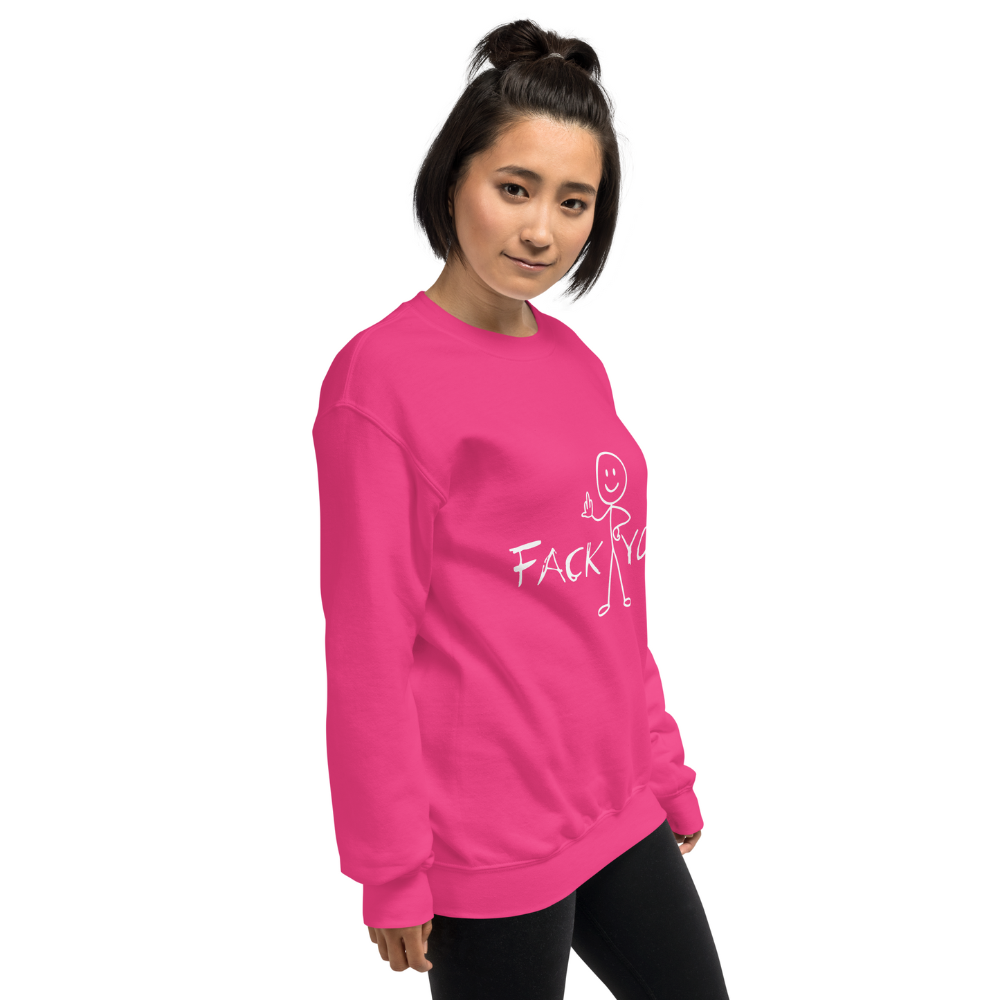 "FACK YOU!" - Funny Women's Graphic Sweatshirt, Stick Figure Humor Sweatshirt, Sarcastic Novelty Gift