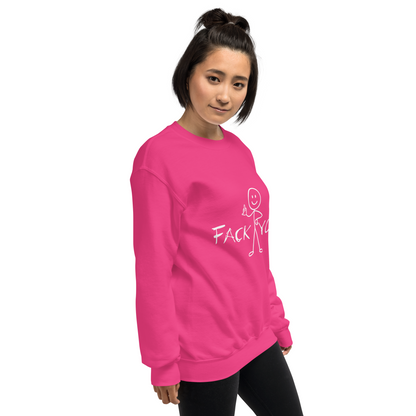"FACK YOU!" - Funny Women's Graphic Sweatshirt, Stick Figure Humor Sweatshirt, Sarcastic Novelty Gift