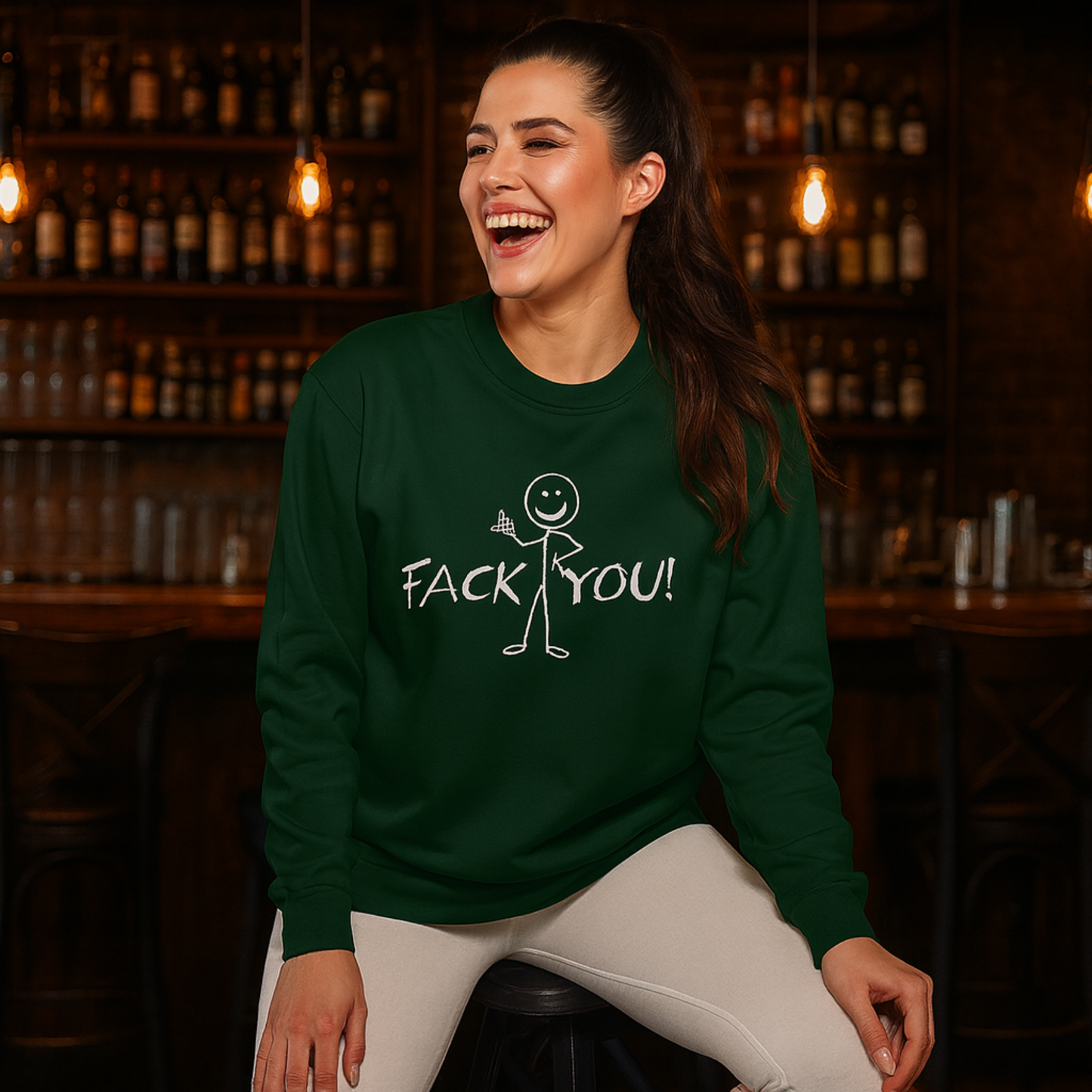 "FACK YOU!" - Funny Women's Graphic Sweatshirt, Stick Figure Humor Sweatshirt, Sarcastic Novelty Gift