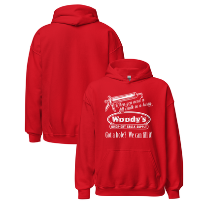 "When you need a stiff caulk in a hurry." - Funny Men's Graphic Hoodie, Sarcastic Humor Pullover, Novelty Gag Gift