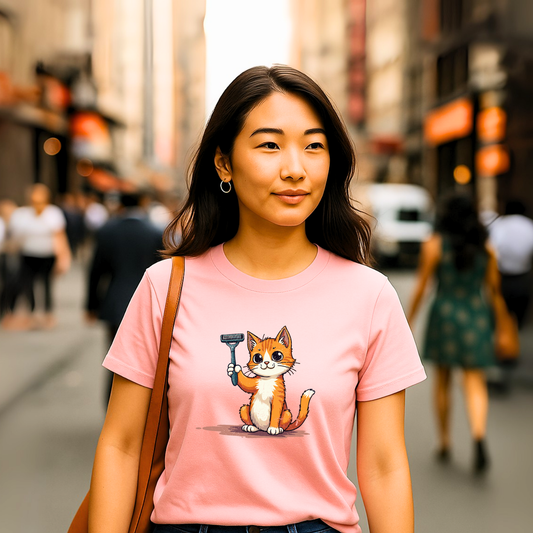 Cute Cat Funny Women’s T-Shirt – Sarcastic Animal Graphic Tee, Novelty Gift Top