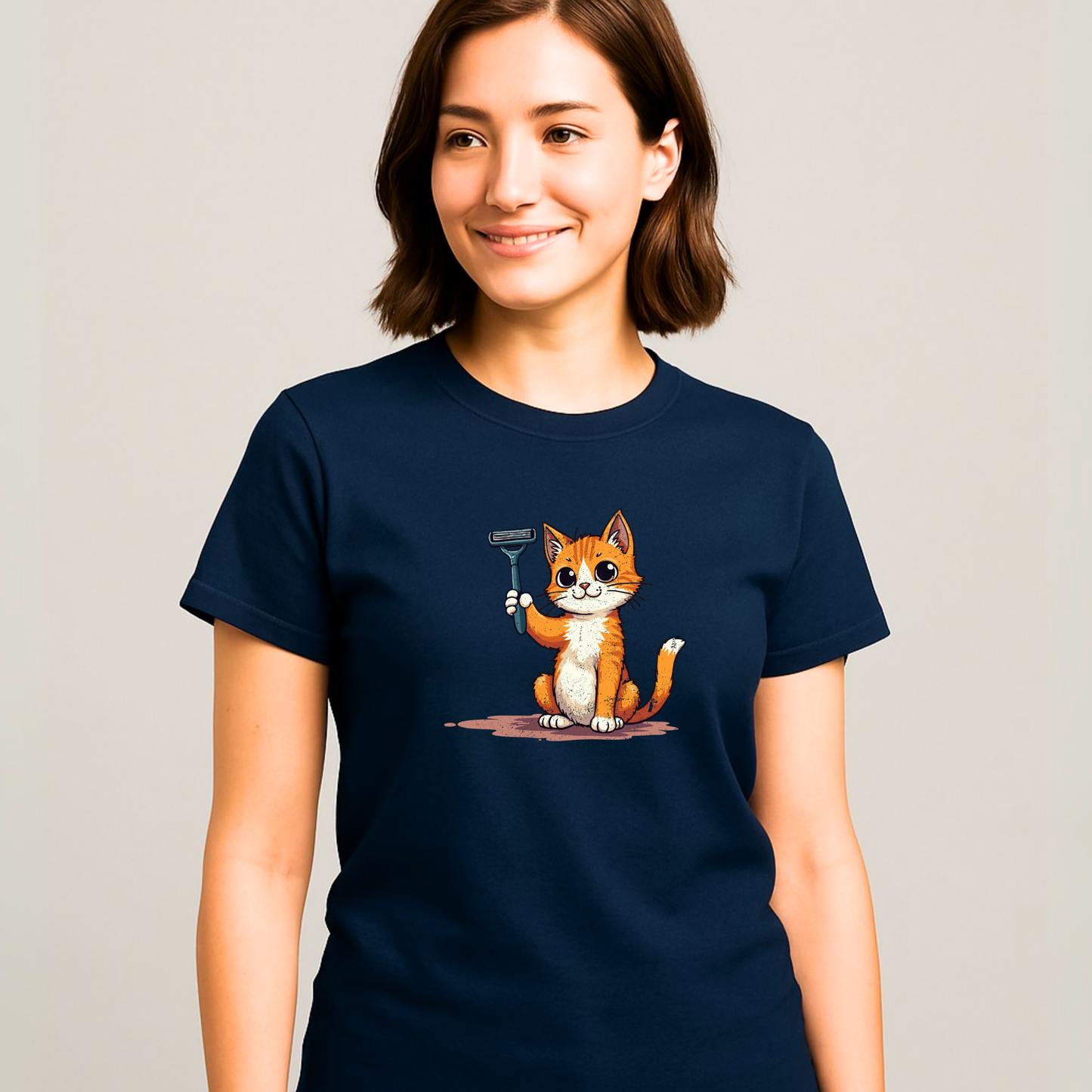 Cute Cat Funny Women’s T-Shirt – Sarcastic Animal Graphic Tee, Novelty Gift Top