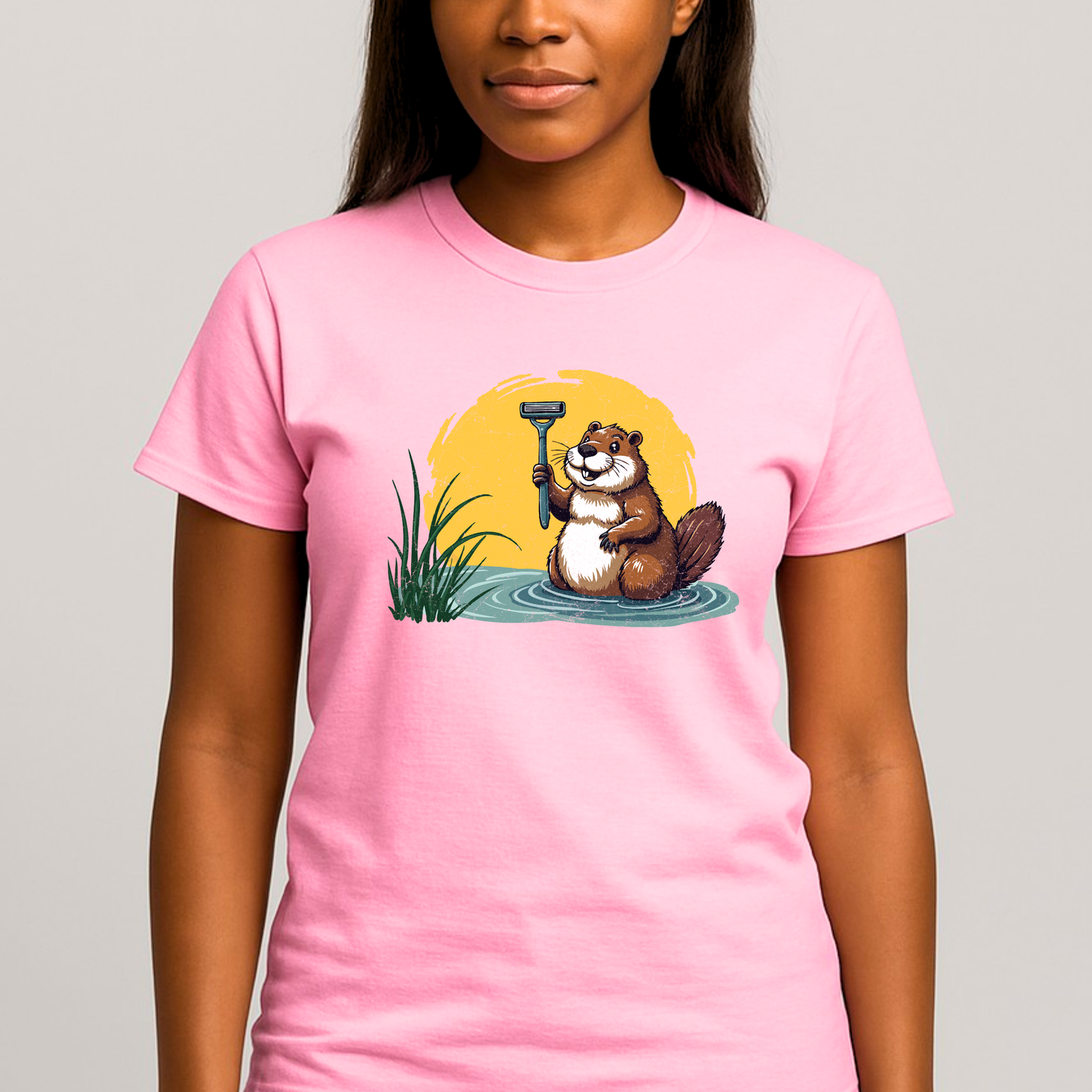 Funny Beaver Women’s T-Shirt – Quirky Animal Graphic Tee, Novelty Humor Gift