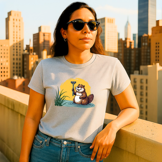 Funny Beaver Women’s T-Shirt – Quirky Animal Graphic Tee, Novelty Humor Gift