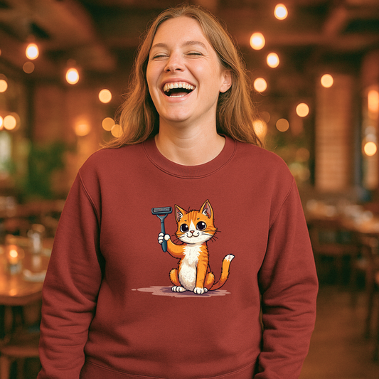 Cute Cat Funny Women’s Sweatshirt – Sarcastic Animal Graphic Pullover, Novelty Gift