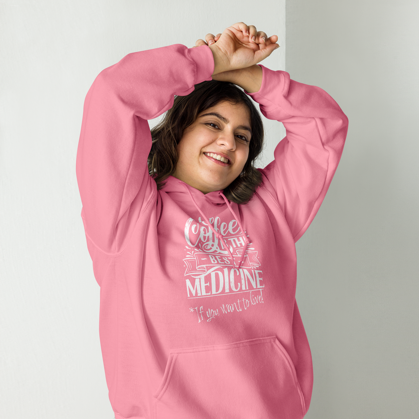 "COFFEE IS THE BEST MEDICINE If you want to live!" - White Graphic Women’s Funny Hoodie