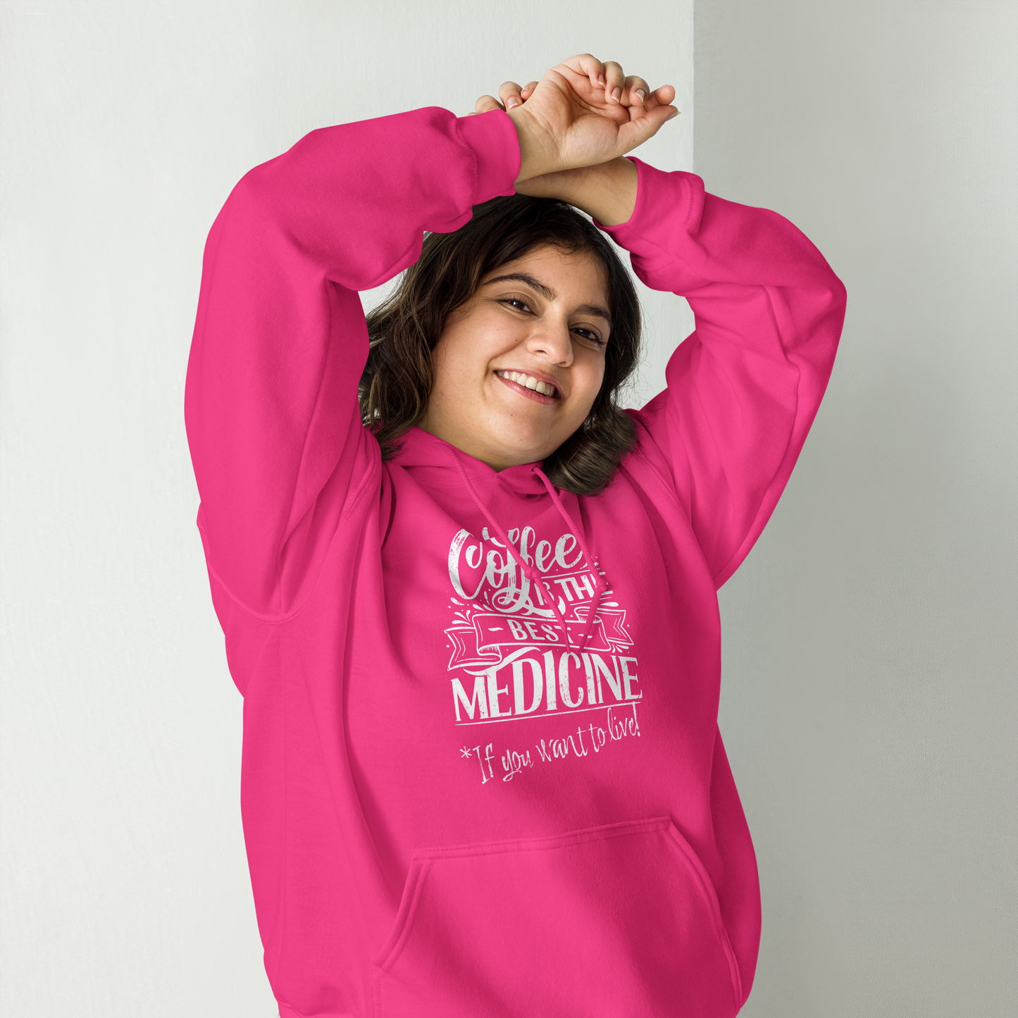 "COFFEE IS THE BEST MEDICINE If you want to live!" - White Graphic Women’s Funny Hoodie