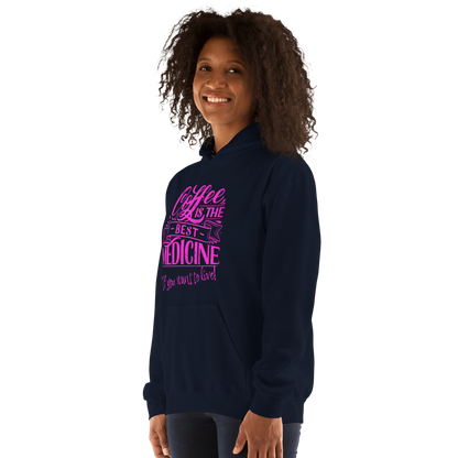 "COFFEE IS THE BEST MEDICINE If you want to live!" - Hot Pink Graphic Women’s Funny Hoodie